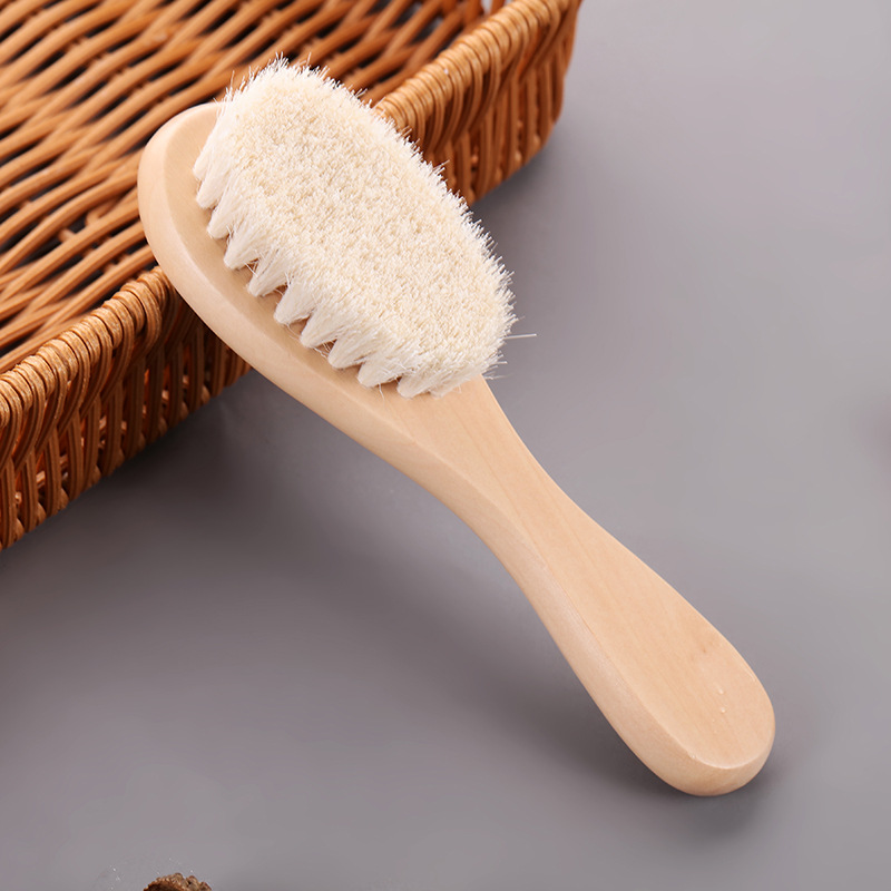 Baby Wool Brush Hemu Small Face Brush Children's Rubbing Bath Massage Brush Baby Shampoo Bath Cleaning Care Brush