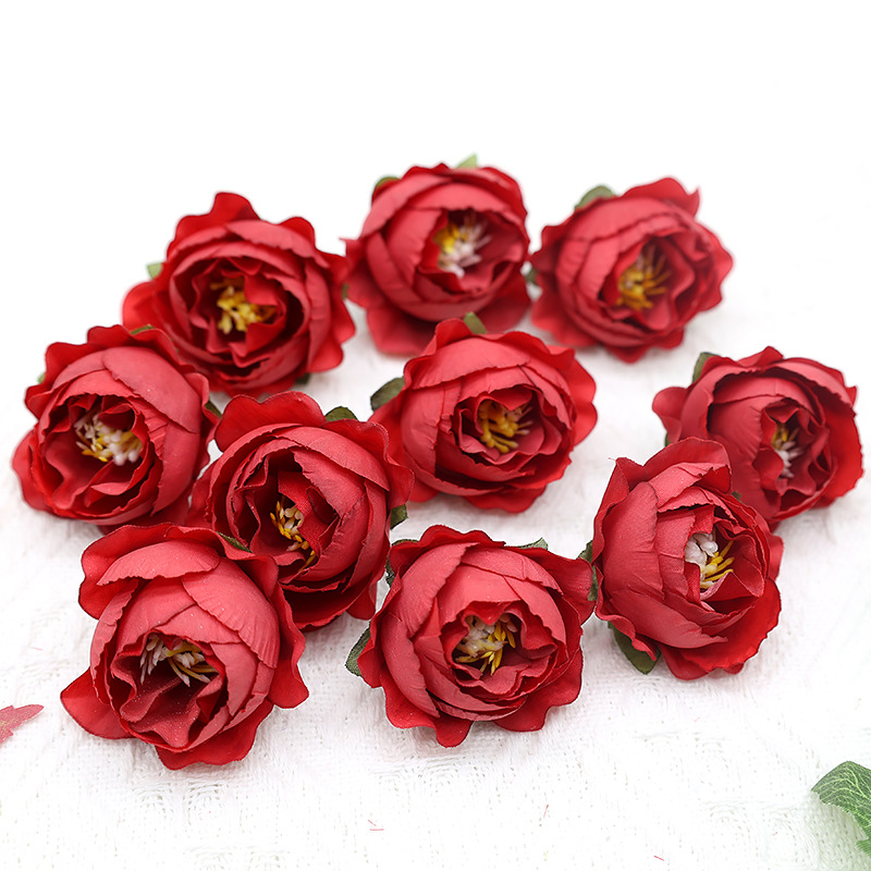 Simulation rose flower head handmade diy wreath material ins style retro tea floral wedding decoration fake flowers wholesale