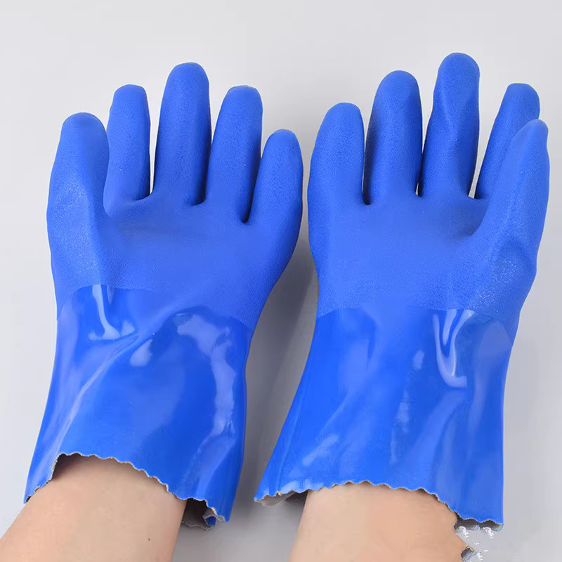 PVC Oil Resistant Acid and Alkali Resistant Industrial Rubber Anti-slip Thickened Anti-corrosion Chemical Wear-resistant Waterproof Labor Protection Gloves Wholesale