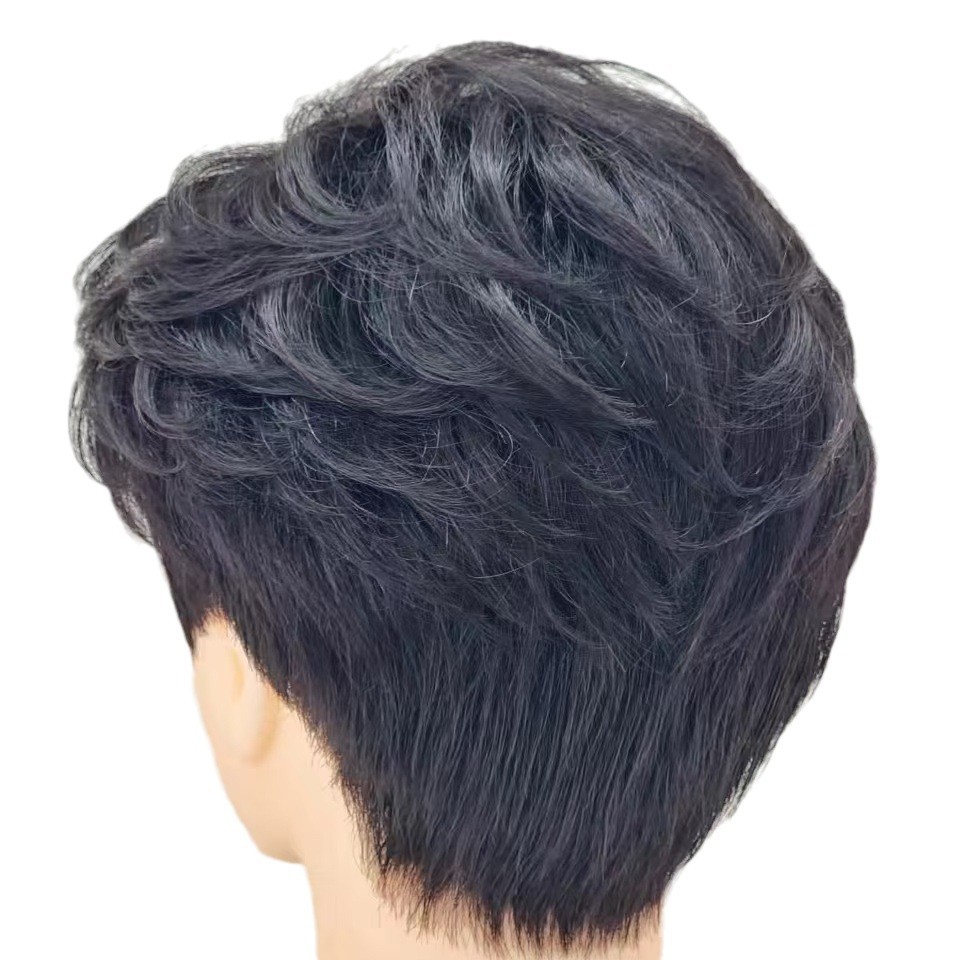 in stock wholesale men's full head cover differential broken cover short hair neat bangs Korean handsome men's daily fluffy hair cover