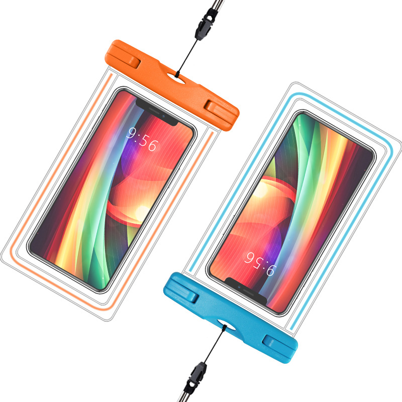 PVC fluorescent luminous waterproof mobile phone bag transparent diving swimming waterproof case Factory wholesale