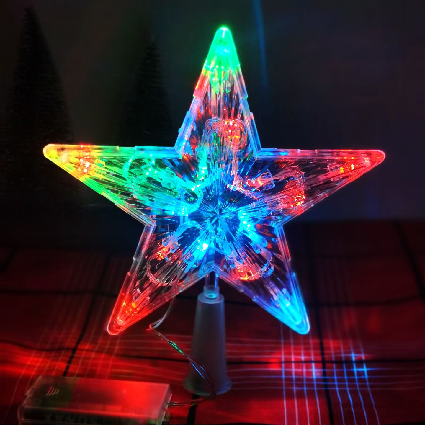 Spot Weihnachtsdekoration LED-Leuchten transparente Baumspitze Stern Batterie Lichter fünfzackigen Stern Weihnachtsdekoration Requisiten_voghion.com