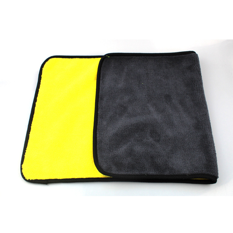 Coral fleece car cloth car wash towel two-color car towel thickened absorbent double-sided yellow gray car towel