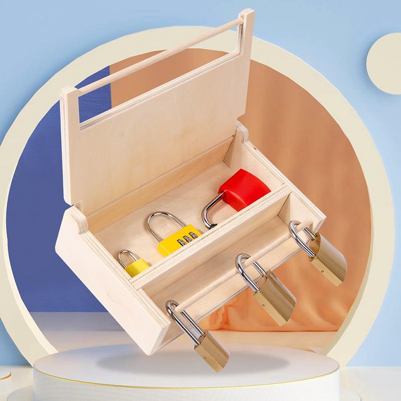 Montessori Children's Early Education Educational Wooden Unlock Box Mentation Training Teaching Aids Toys Life Fun Parent-Child Games