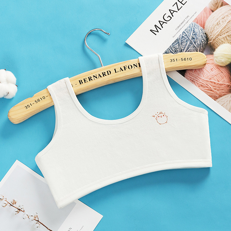 Pure Cotton Double-layer Developing Girls' Vest Four-color Cartoon Girls' Tube Top Underwear for Big Children and Primary School Students and Junior High School Students