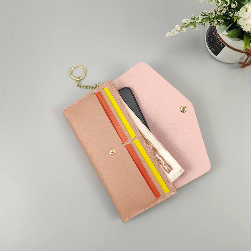 New Portable Women's Long Wallet Women's Hand Wallet Multi-Card Snaps Fashion Mobile Phone Bag Solid Color All-Match_voghion.com