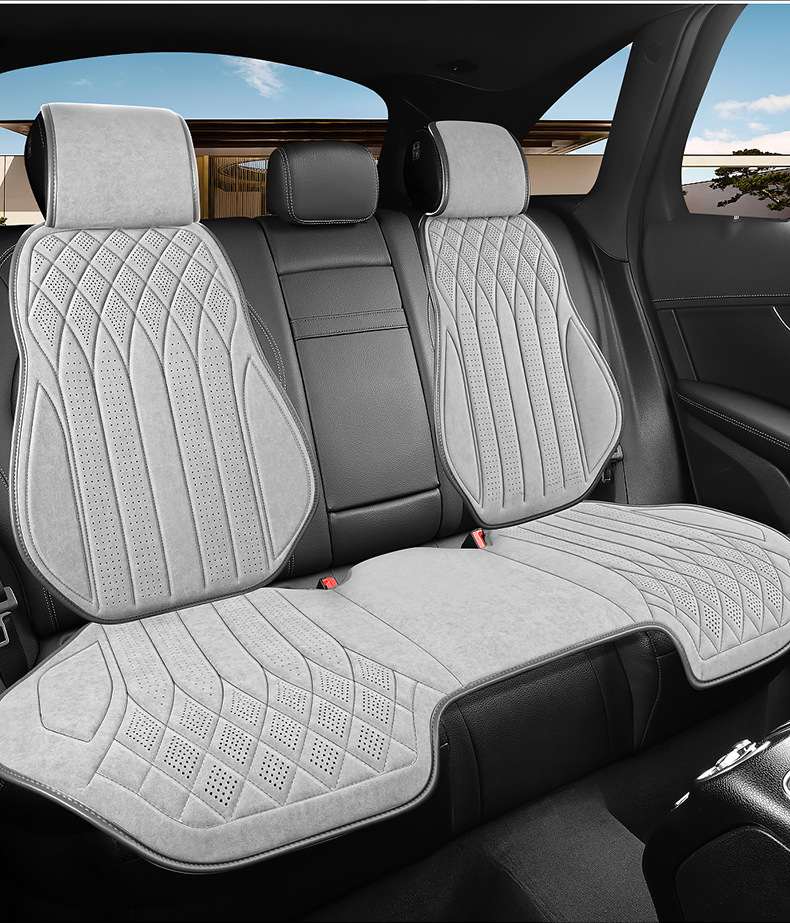 Cojín de asiento de automóvil de una pieza, alfombrilla para asiento individual, cojín universal para asiento trasero de automóvil Four Seasons, alfombrilla para automóvil con patrón de diamantes y ventilación_voghion.com