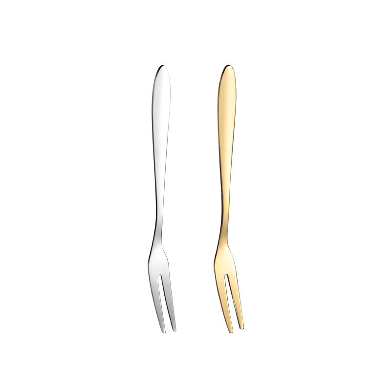 Stainless Steel Fruit Fork Creative Two-Tooth Mid-Autumn Moon Cake Fork Dessert Cake Fork Household Portable Fruit Sign Logo