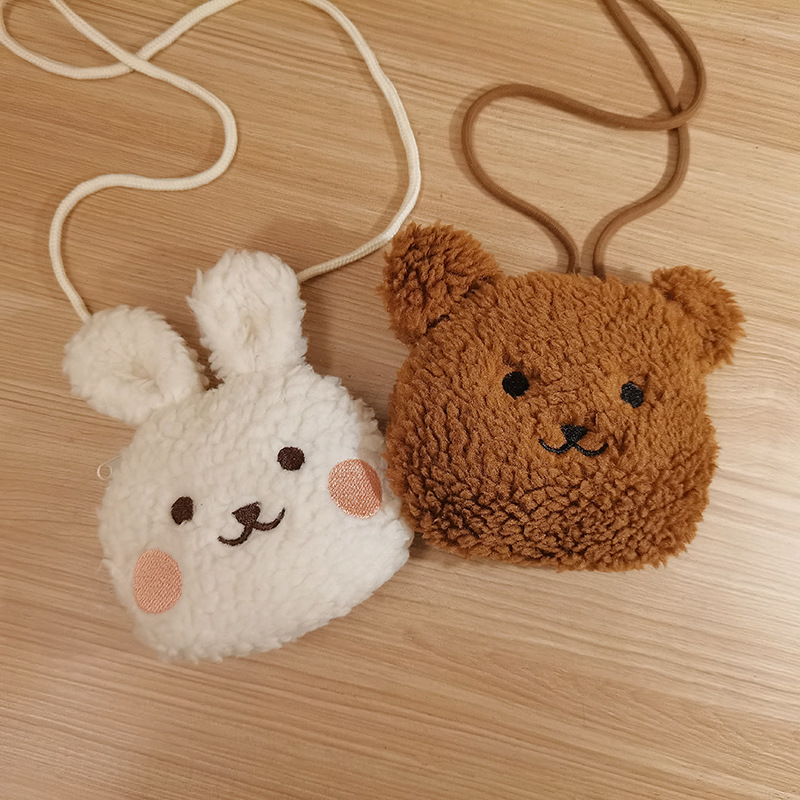 Super Cute Rabbit Bear Bag Children's Mini Plush Crossbody Bag New Year All-match Baby's Coin Purse