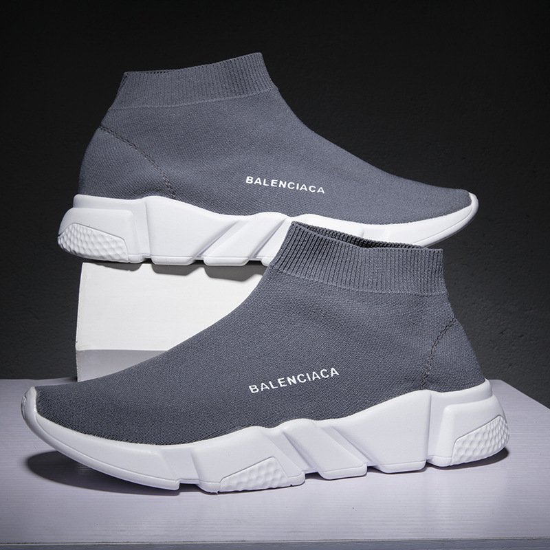 2022 Cross-border New High-top Socks Shoes for Men and Women Feet Fly-woven Lazy Shoes Mesh Large Size Sports Trendy Shoes for Men