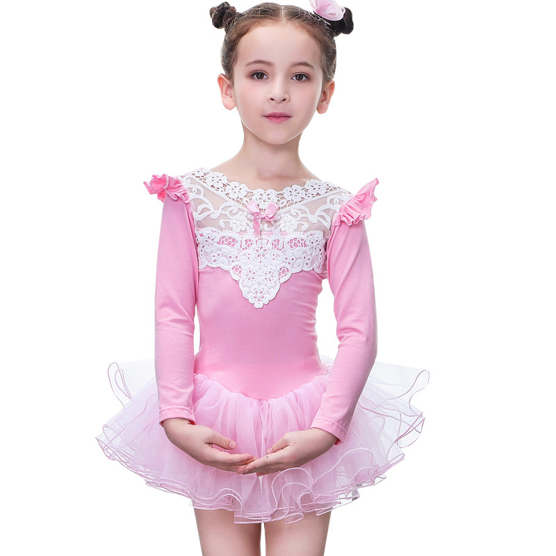 Factory direct 2021 new female children's one-piece ballet dance dress lace dance dress dress a generation of hair