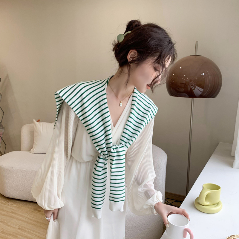Striped Knitted Shawl Shoulder Waistcoat Shoulder Waistcoat Shoulder Waistcoat