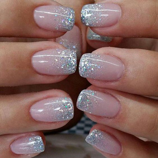Wear nail glitter French nail patch short nail piece fake nail cross-border exclusive wholesale finished nail nails