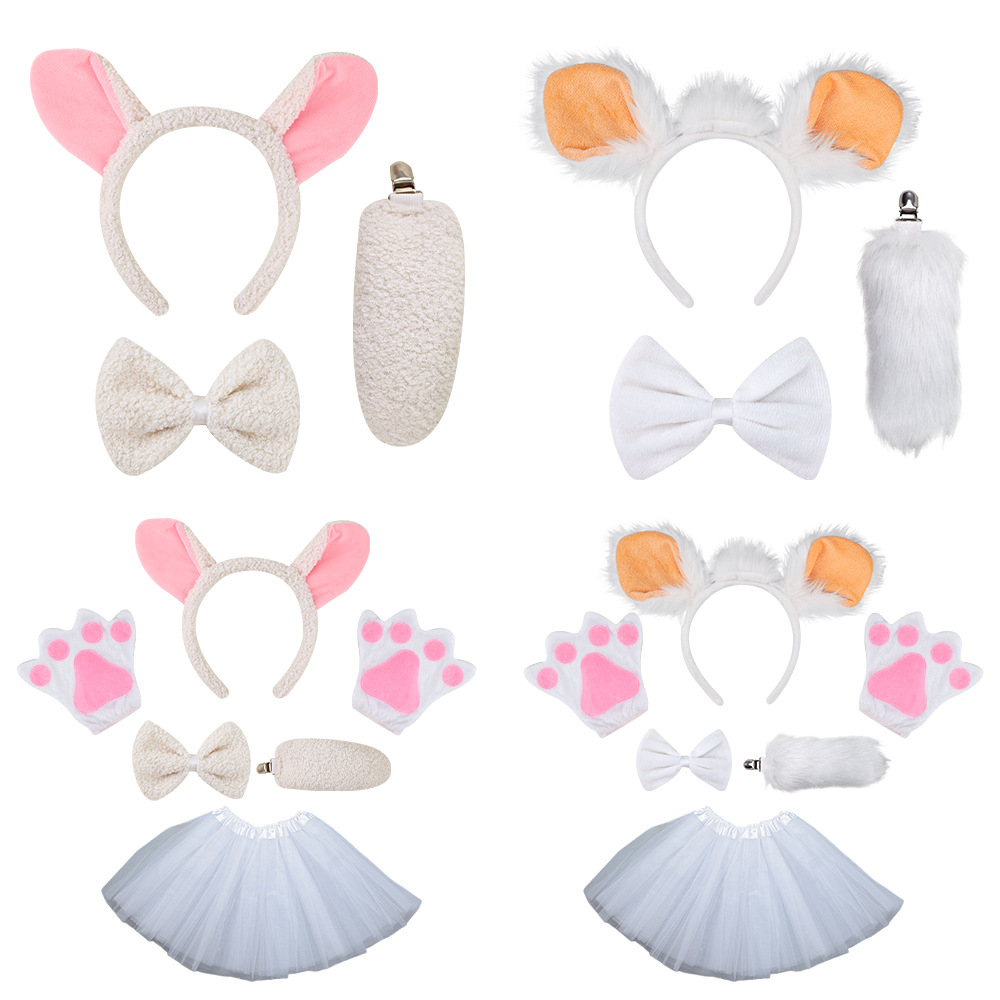 Halloween Cross-border New Products Cute Cartoon Animal Plush Sheep Tuo Headband Teddy Velvet Lamb Ear Hair Accessories