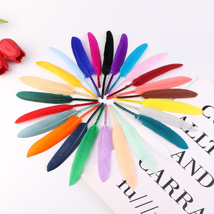 Spot wholesale Yiwu manufacturers goose feather small straight knife dyed color feather kindergarten DIY material Dream Catcher