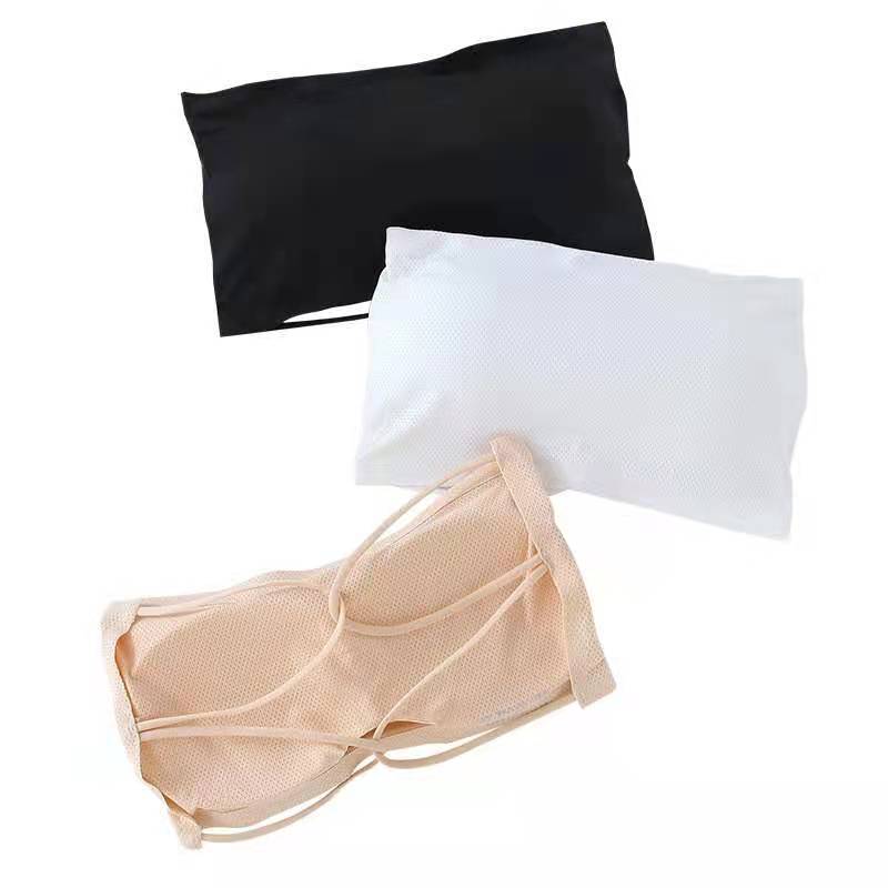 Ice Silk Breathable Beautiful Back Wrap Chest One-Piece Tube Top Cross Thin Vest Women's Underwear Strapless Sexy Bra