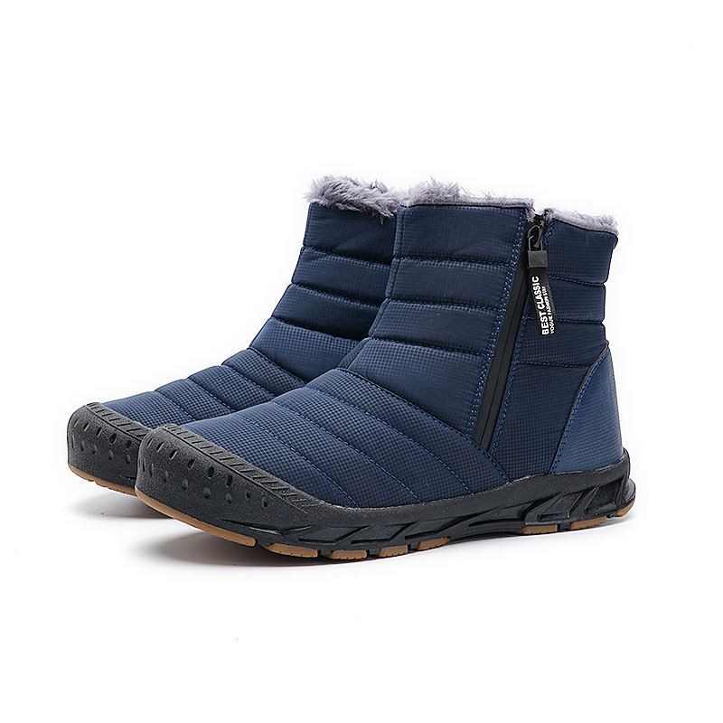 Winter Amazon popular men's fleece-lined warm snow boots plus size couple's cotton-padded shoes zipper high-top shoes men's wholesale