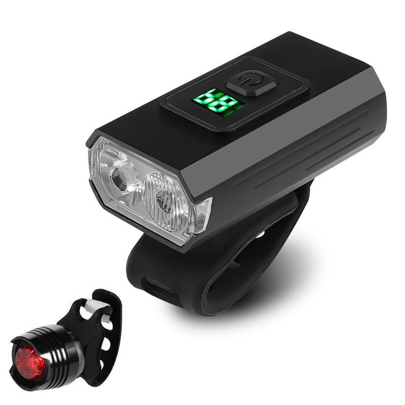 New 2T6 strong light bicycle light USB charging built-in battery power display bicycle headlight cycling light