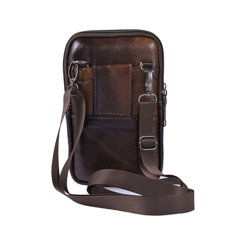 Men's Crossbody Bag Small Bag Men's Mini Shoulder Bag Genuine Leather Vintage Mobile Phone Bag Cowhide Waist Bag Multifunctional Bag