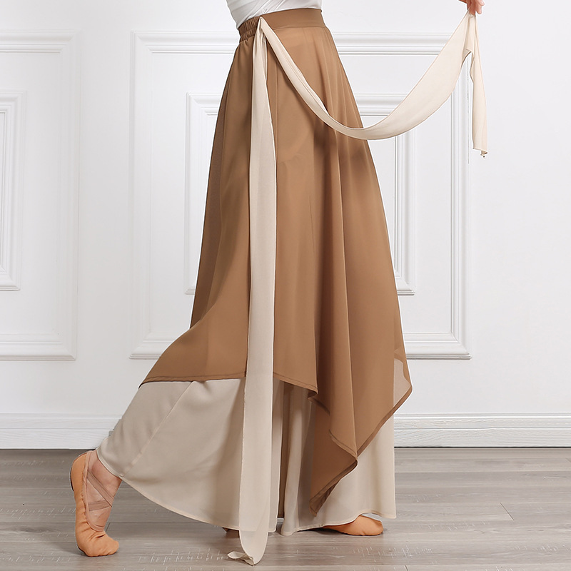 Chinese dance pants women's loose elegant chiffon culottes classical dance performance clothing modern dance practice wide-leg pants