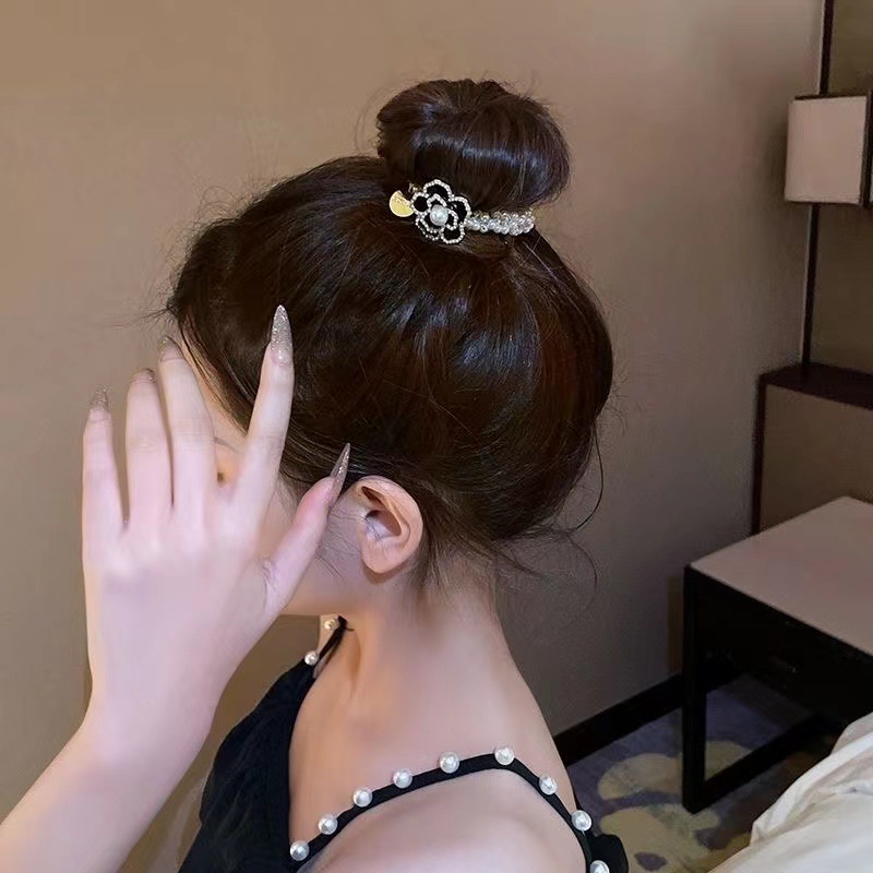 Pearl Camellia Hair Ring High-end Sense Hair Rope Ball Hair Accessories Tie Rope Internet Celebrity Hot New Simple Rubber Band