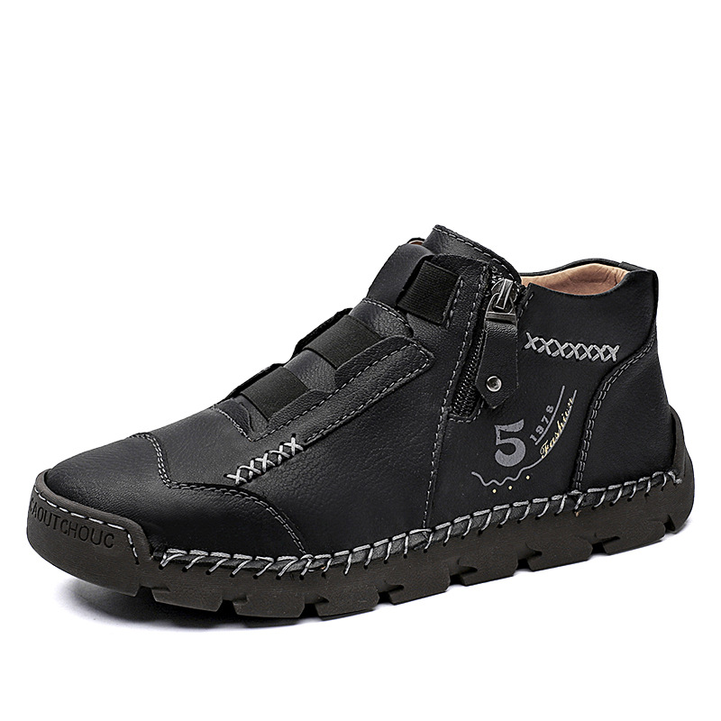 New Men's Casual Shoes Korean Style Fashionable Leather Shoes Men's Breathable High-top Outdoor Travel Men's Shoes Foreign Trade Single-layer Shoes