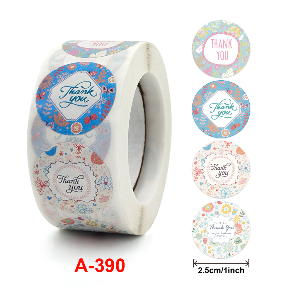 New wholesale roll-mounted floral handmade craft decoration thank you seal envelope decoration self-adhesive label