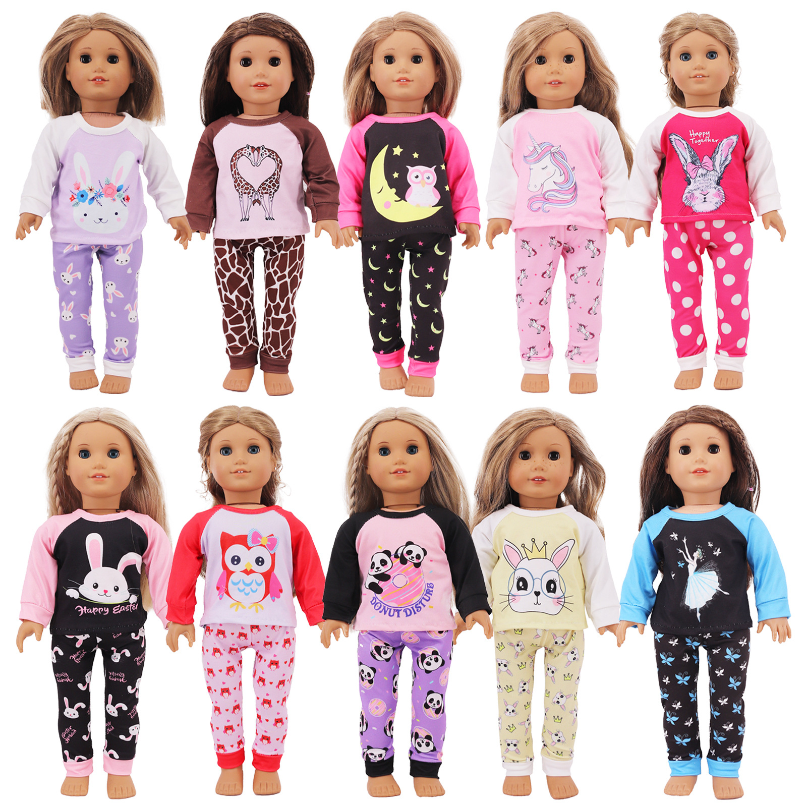 Spot cross-border 18 inch American girl doll long sleeve pajamas summer doll dress casual clothes children's toys