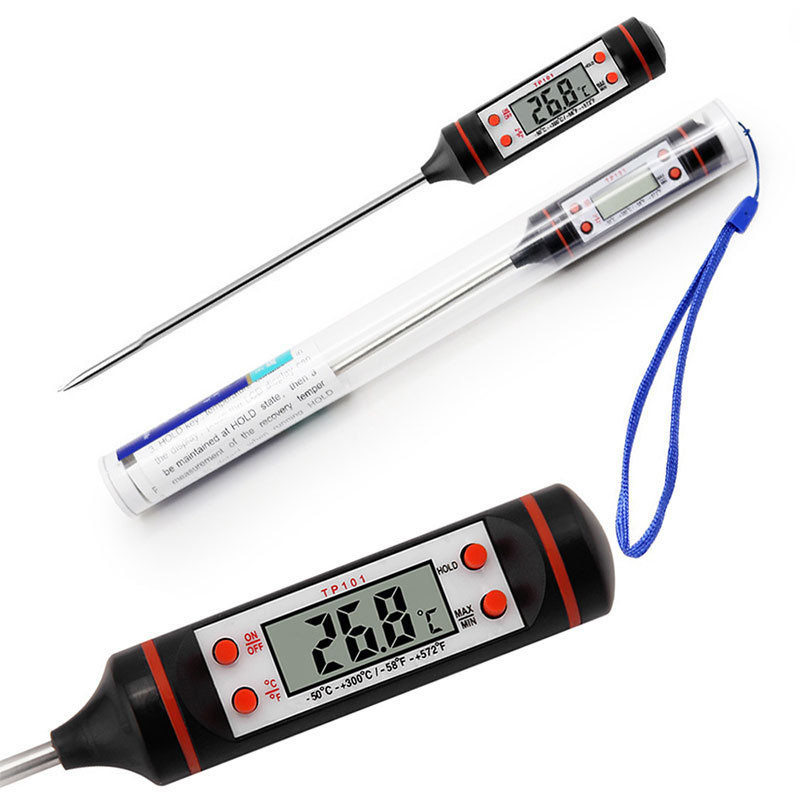 Kitchen Oil Thermometer Barbecue Baking Temperature Measurement Electronic Food Thermometer Liquid Temperature Pen TP101 Black and White