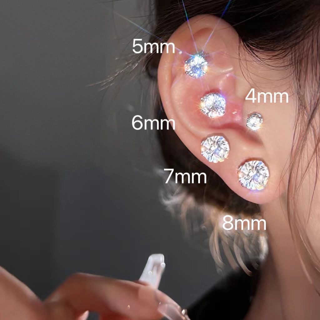 全網熱賣韓版時尚六爪嵌鋯石耳釘女經典耳環耳飾廠家直銷earrings