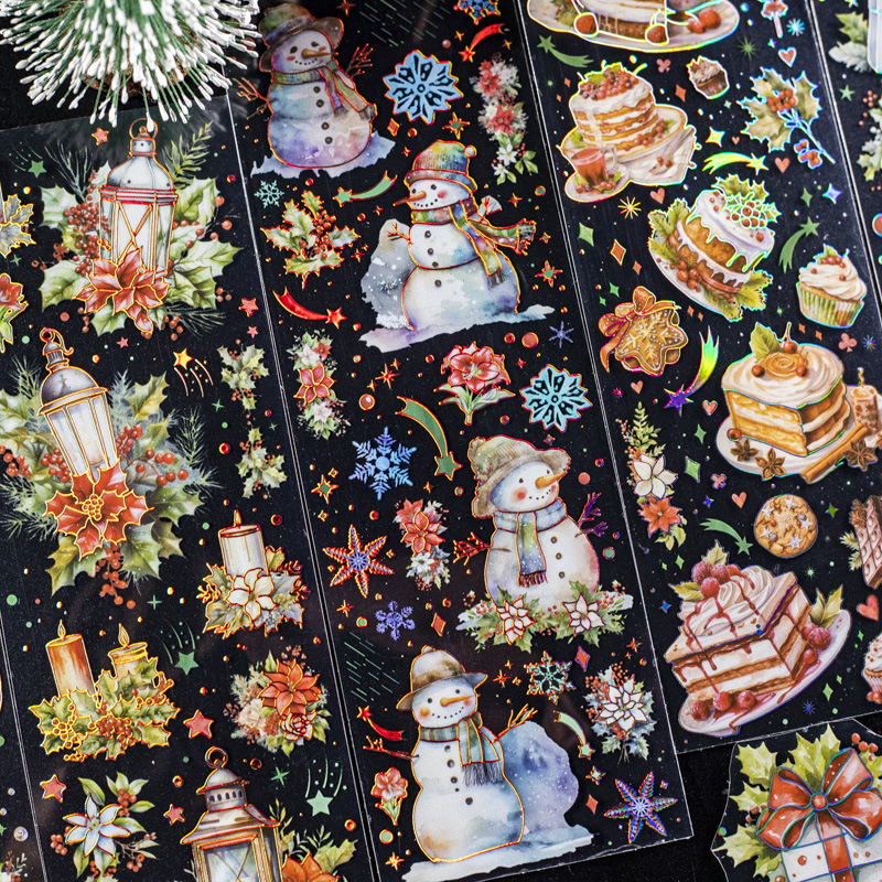 Beautiful day stickers Christmas love song series three-dimensional Hot Laser gold Journal material decorative collage 6