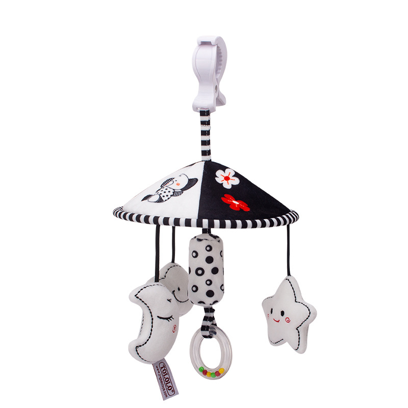 TOLOLO Cross-border Black and White Baby Rattle Bell Wind Bell Crib Pendant Rotatable Bed Bell Baby Toy