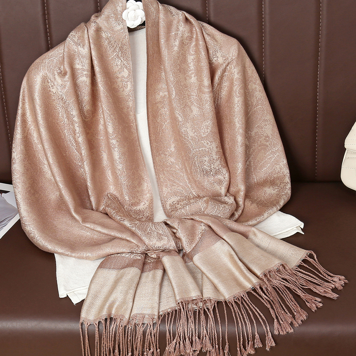 Cross-border Fashion Paisley Pattern Ethnic Style Cashew Jacquard Pashmina Casual Tassel Scarf Shawl