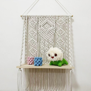 Handmade Woven Bohemian Nordic Tapestry Decoration ins Bedroom Fabric Bedside Wall Storage Rack