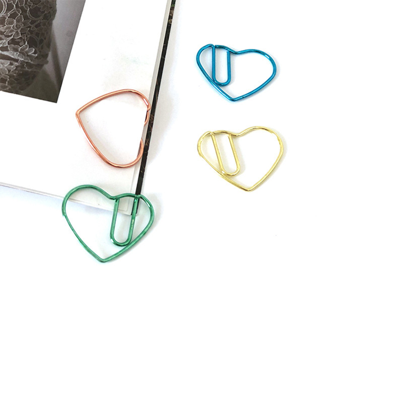 Factory in stock direct sale metal love paper clip creative paper clip cute bookmark special-shaped paper clip accessories