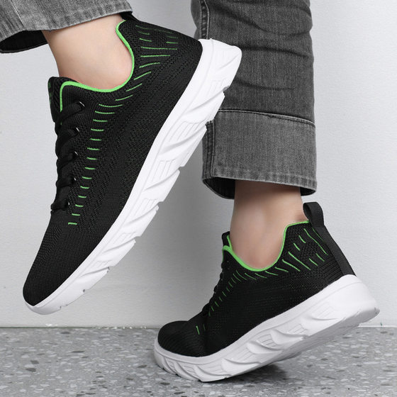New 2025 Flying Woven Mesh sneaker Men's Spring and Autumn Light Soft Sole Casual Shoes Student Breathable Running Shoes