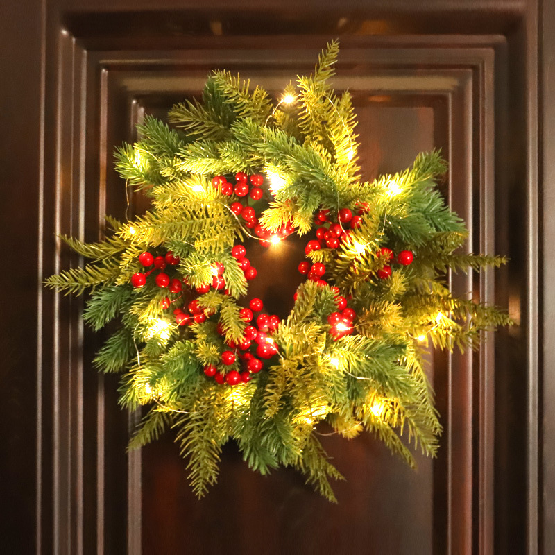Hongyu rote Früchte PE Weihnachtskranz Weihnachtsfeiertagsanhänger Plastikring Weihnachtsdekoration Türbehang_voghion.com