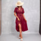Foreign Trade Women's Clothing Amazon Explosions Cross-border European Goods Summer New Hot Solid Color V-neck Short-sleeved Dress