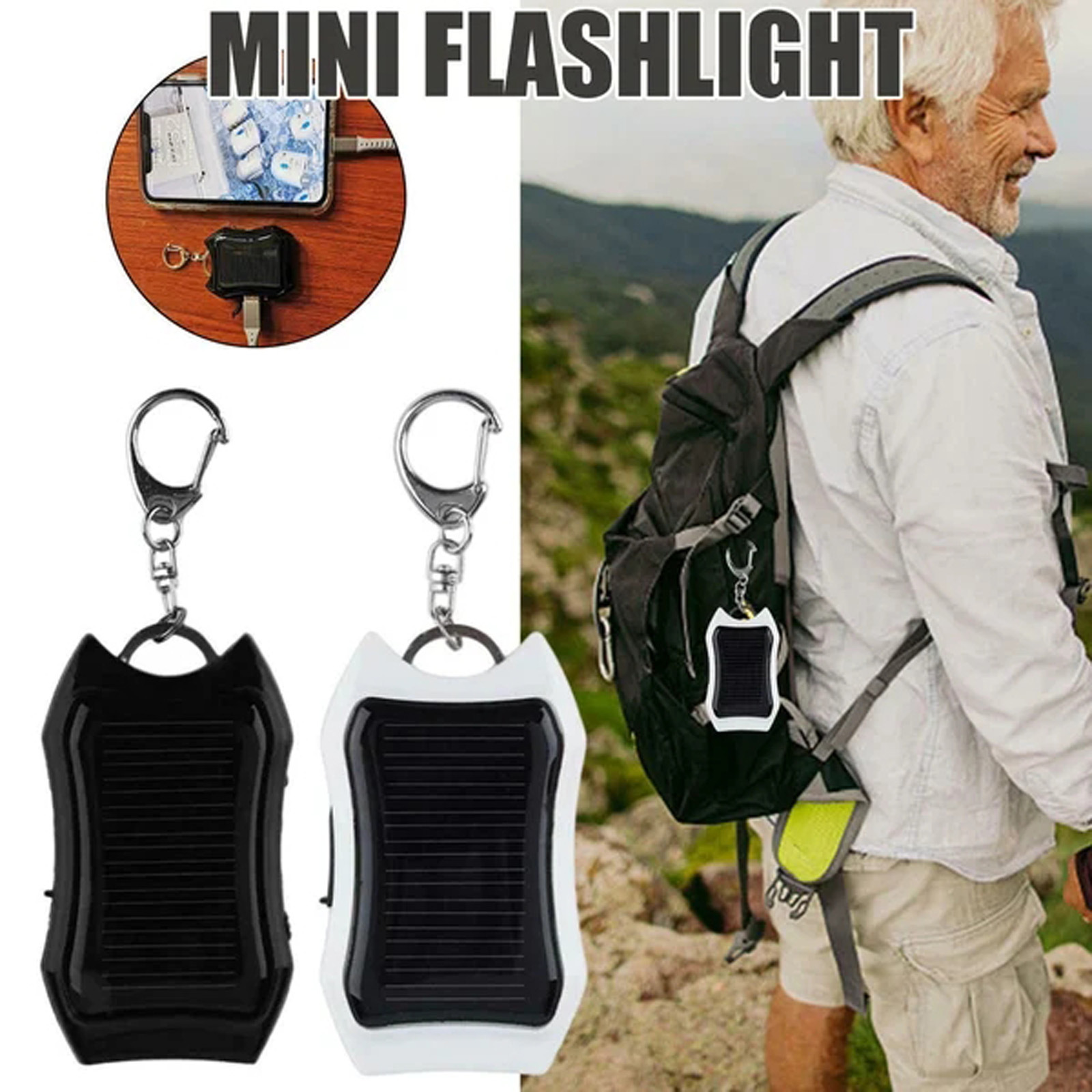 Solar Power Bank Keychain Solar charging treasure Solar Keychain mobile Power