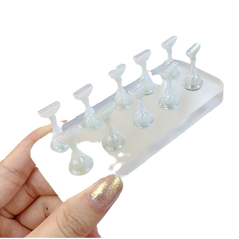 Nail solid acrylic practice seat nail pad support base wear nail metal Chess double row nail tray 10mm