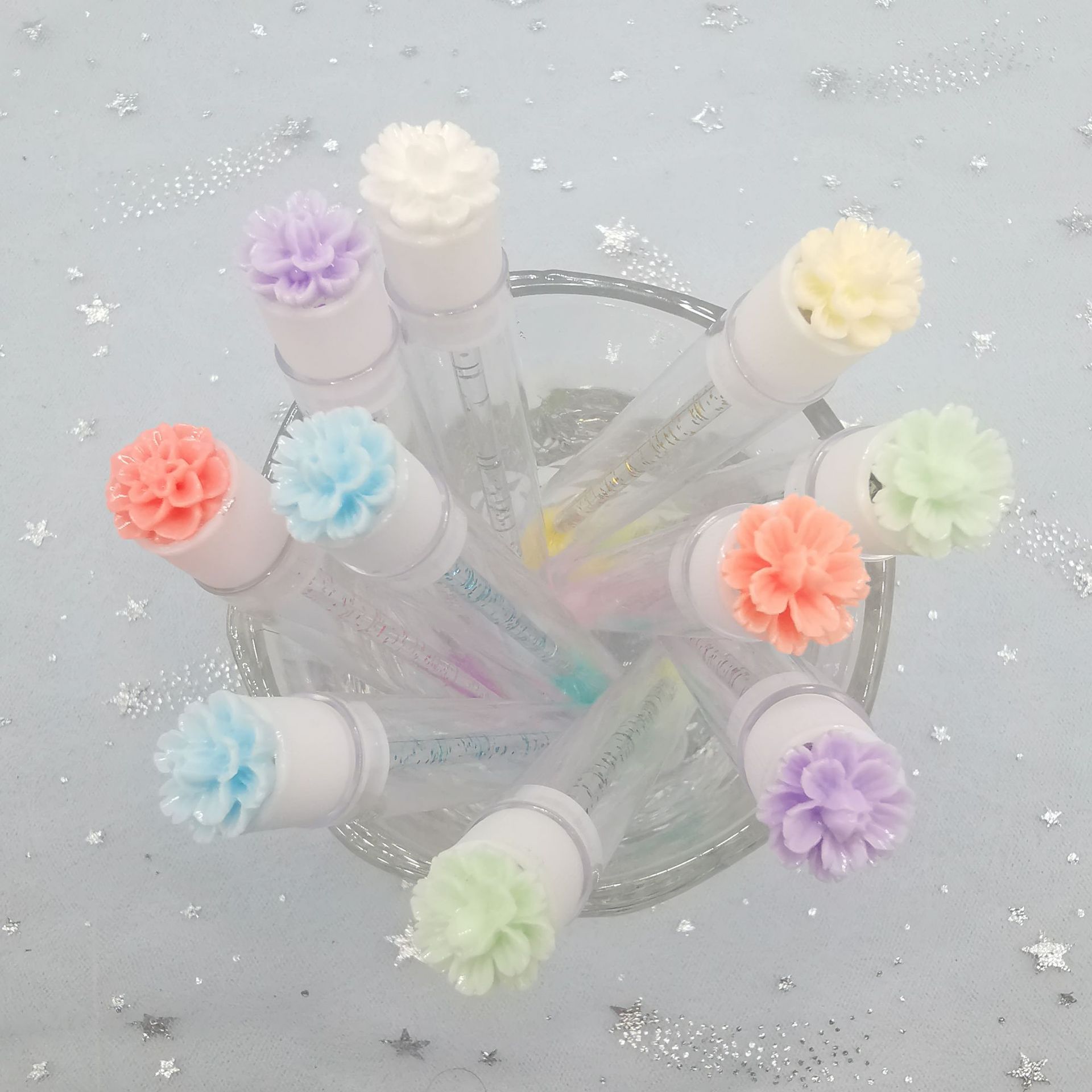 2023 New Style Tube Flower Mascara Brush Reusable Transparent Tube Mascara Brush Rose Variety Multicolor Wholesale