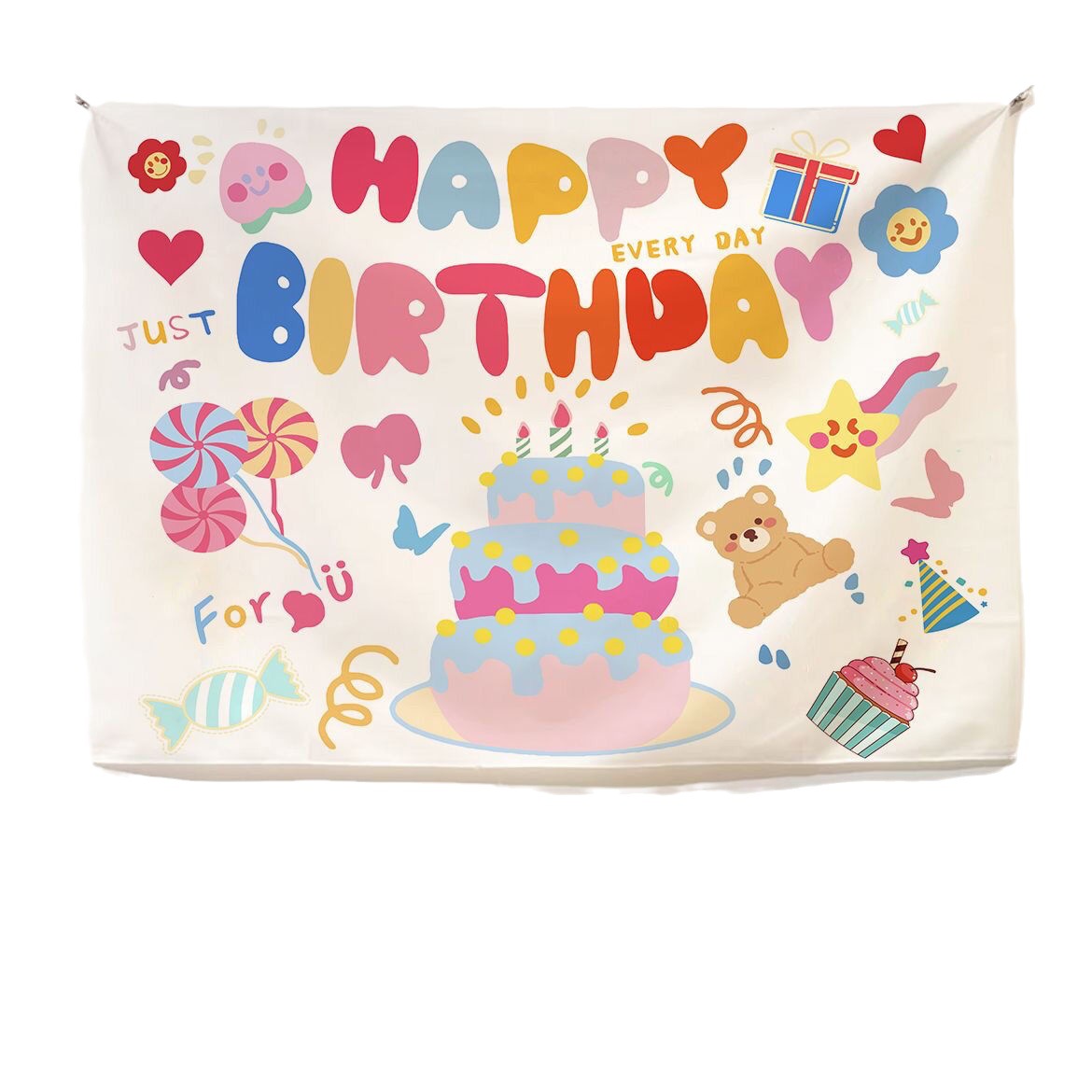 Happy birthday hanging cloth ins background cloth cartoon party decoration cloth net Red Wall cloth tapestry hanging cloth baby photo