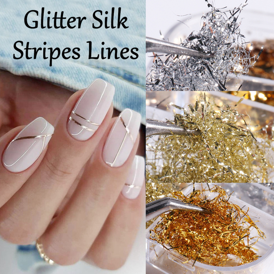 Cross-border new nail glitter ins gold and silver gold foil silk platinum fragments 6 grid boxed nail jewelry nail