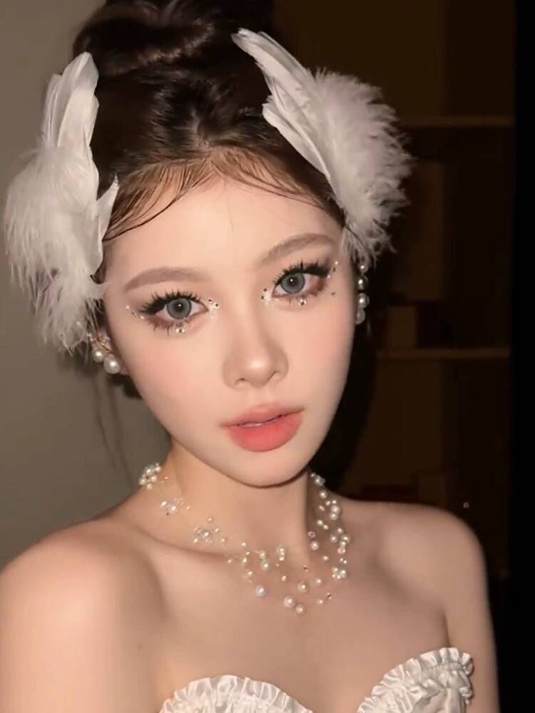 Copricapo di piume di cigno bianco, forcina per capelli da principessa, da sposa, accessori per capelli da sposa, accessori per damigella d'onore, fermaglio laterale_voghion.com