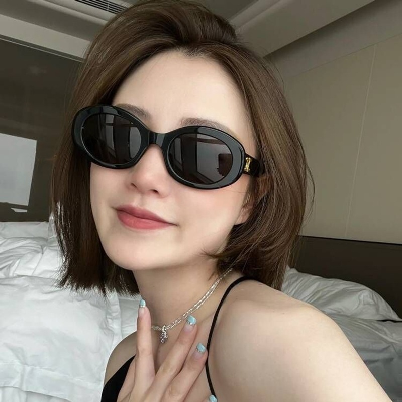 Polarized sunglasses Women's European and American retro oval fashionable street shooting glasses ins Internet celebrity live sunglasses 9358