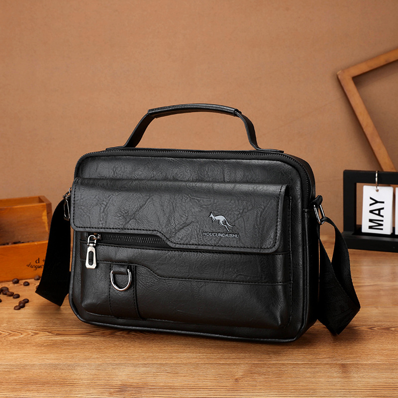 Men's Shoulder Bag Crossbody Bag Large Capacity PU Retro Business Backpack Multifunctional Leather Bag Crossbody Bag Computer Backpack