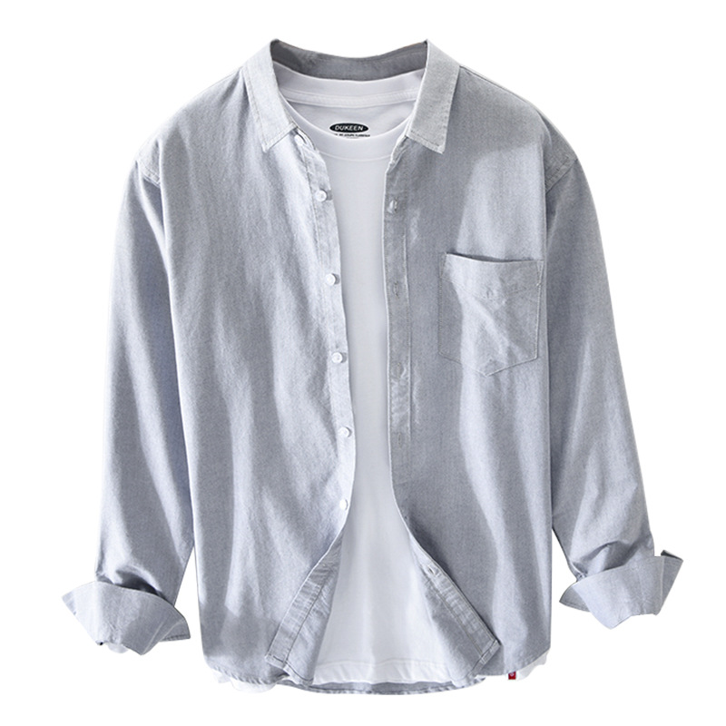 New Japanese men's Oxford cloth breathable cotton literary loose long sleeve men's shirt a generation of 749