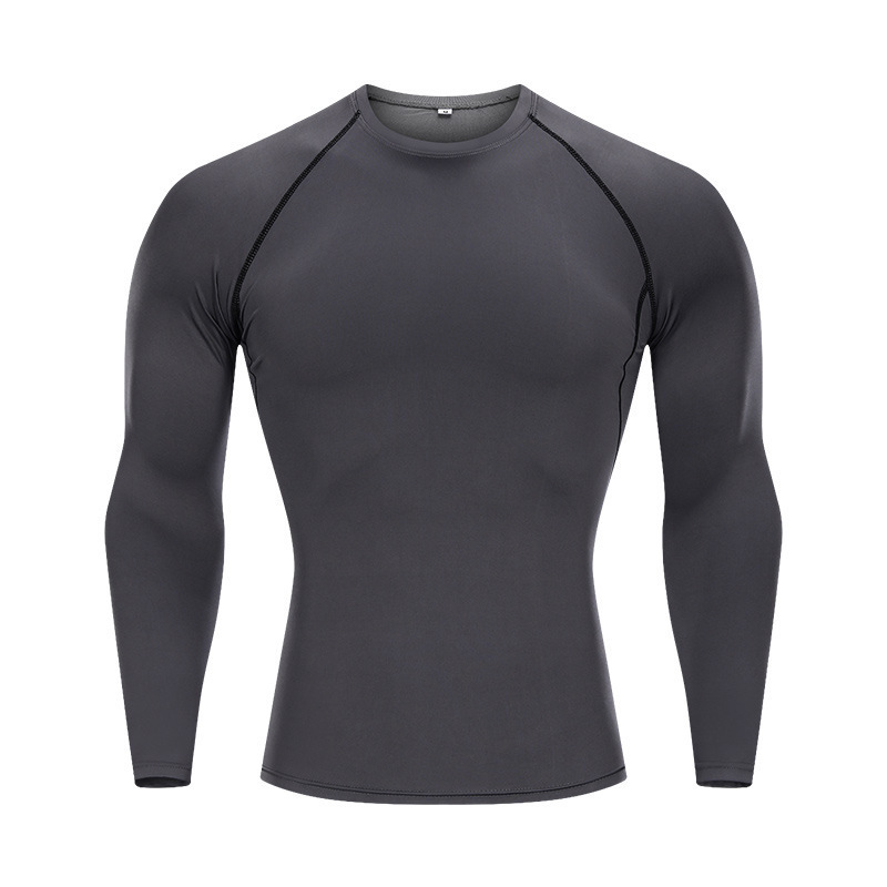レオタードの長袖の男性の丸首の運動の底の服のtシャツの通気性の速乾の服のスポーツはランニングのフィットネスの服を訓練します。|undefined