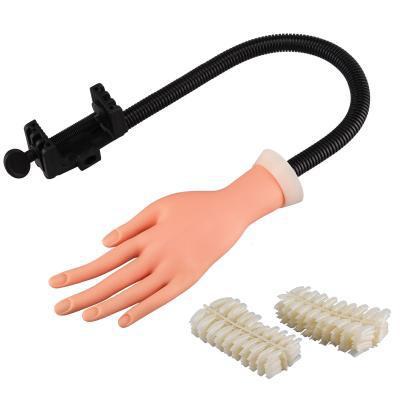 Nail art practice model silicone prosthetic hand with bracket bendable plastic tape arm movable soft prosthetic hand