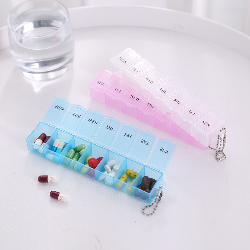 Seven-grid transparent medicine box storage box dustproof sub-packing medicine box 7-day capsule storage box weekly reminder medicine box